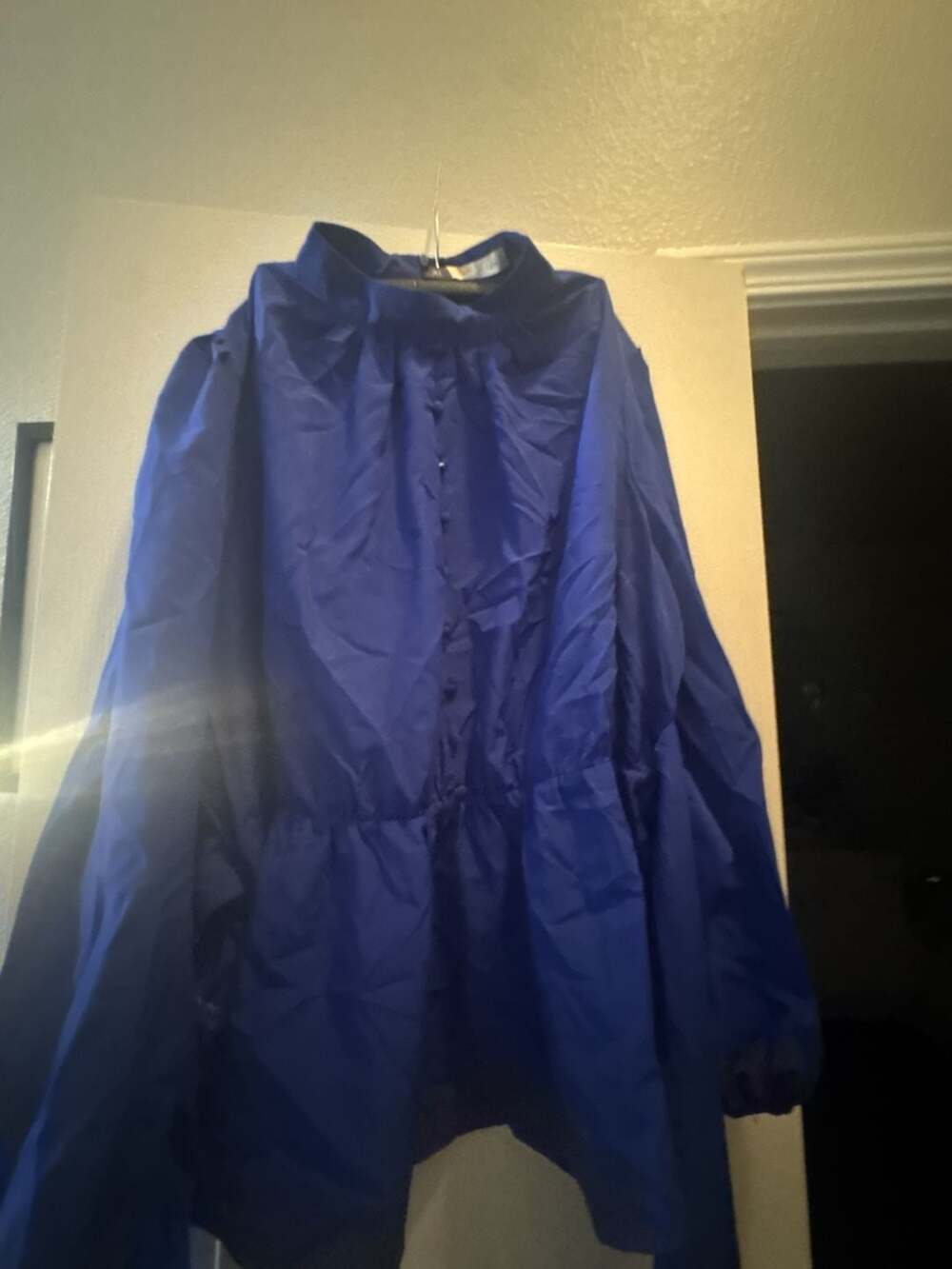 Zara Royal Blue High Neck Long Sleeve Blouse with Tie Waist - Picture 2 of 2